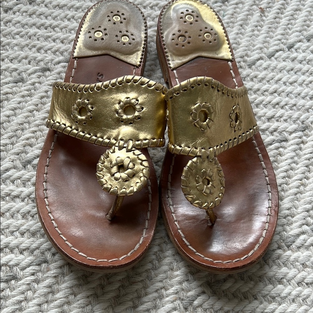 Jack Rogers Gold Leather Women's Sandals